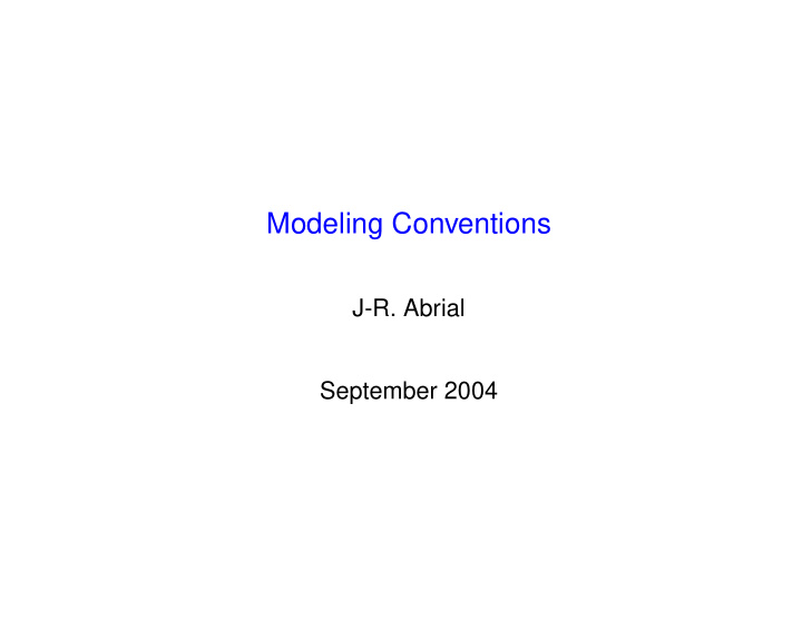 modeling conventions
