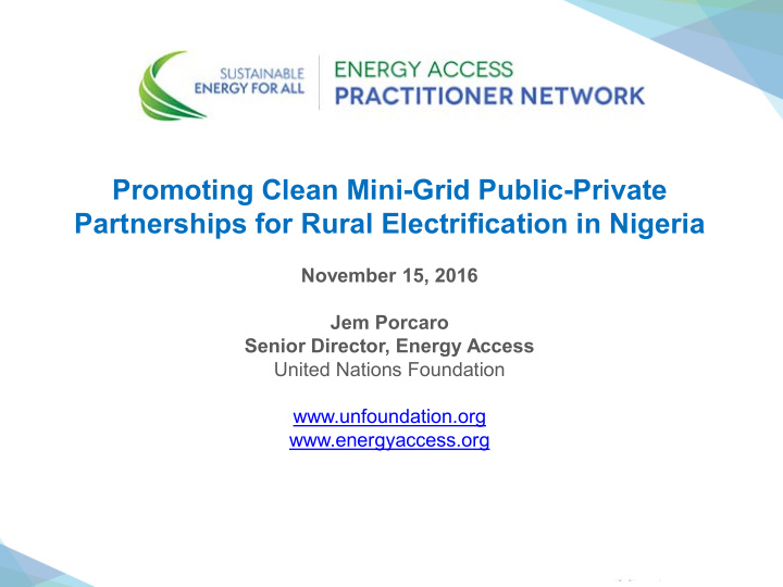 promoting clean mini grid public private partnerships for