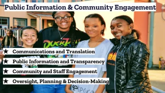 Public Information &amp; Community Engagement  Communications and Translation  Public