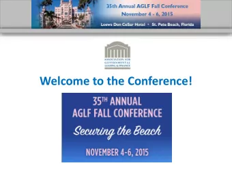 Welcome to the Conference!  Thank You to Our  Fall Conference Planning Committee  Co-Chairs