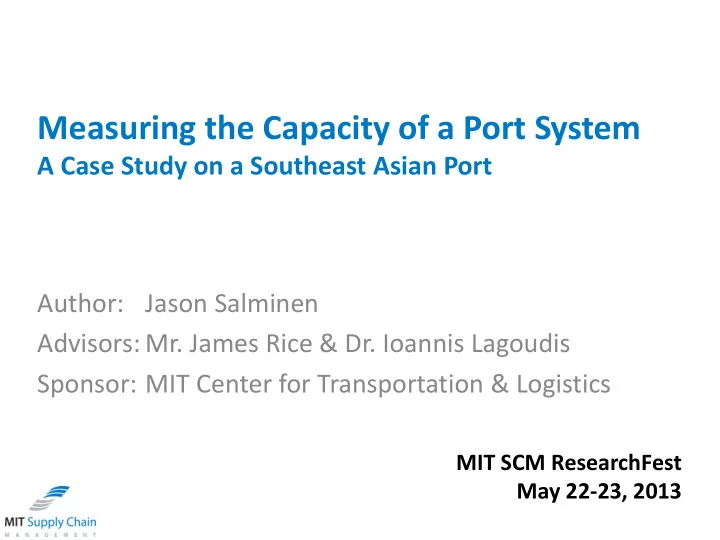 measuring the capacity of a port system
