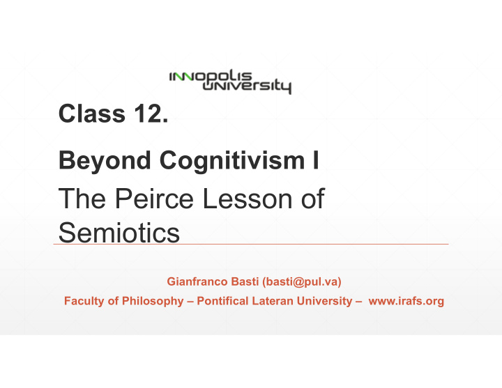 the peirce lesson of semiotics