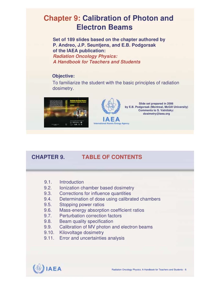 chapter 9 calibration of photon and electron beams