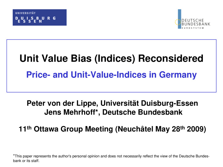 unit value bias indices reconsidered