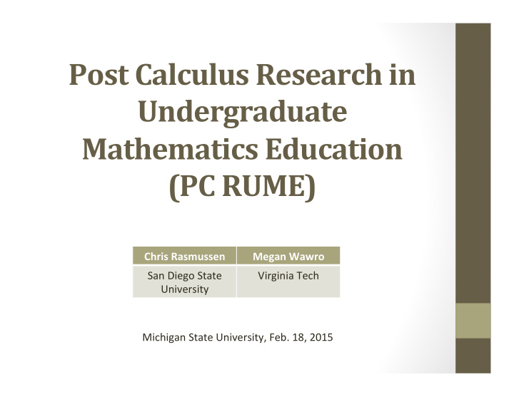 post calculus research in undergraduate mathematics