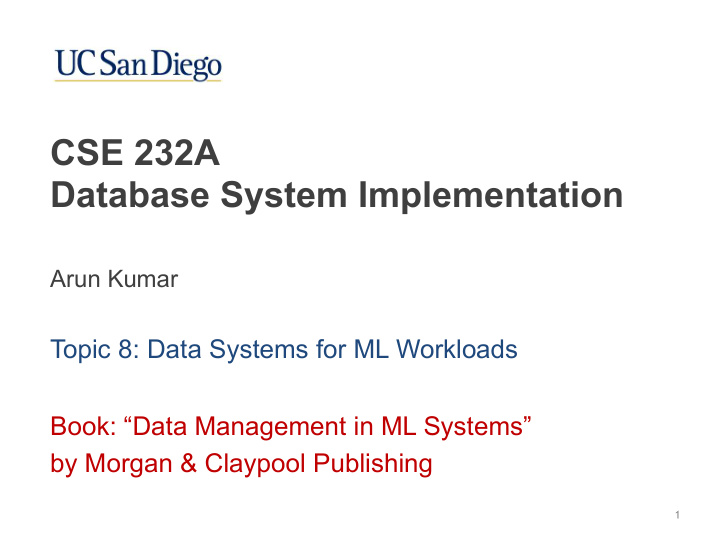 cse 232a database system implementation