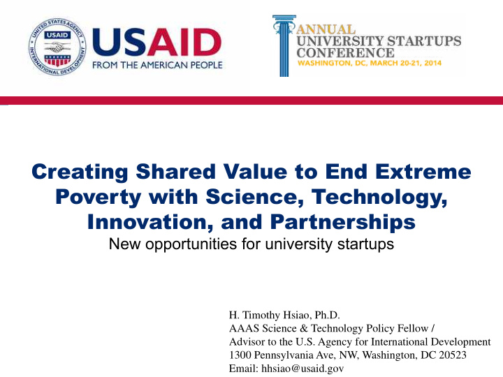 creating shared value to end extreme poverty with science