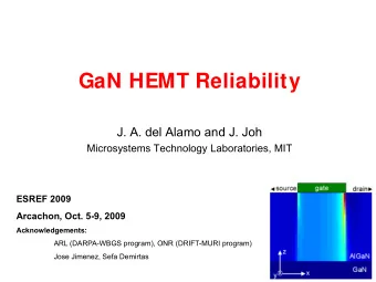 GaN HEMT Reliability  J. A. del Alamo and J. Joh  Microsystems Technology Laboratories, MIT  ESREF