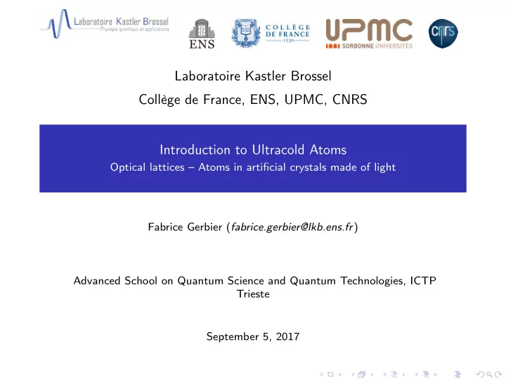 laboratoire kastler brossel coll ge de france ens upmc