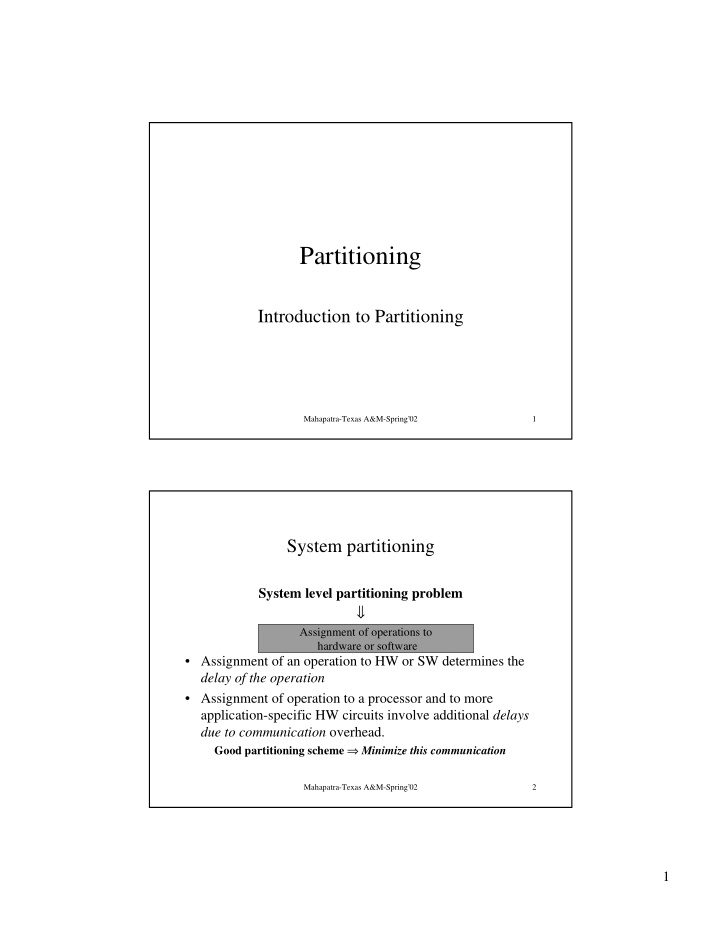 partitioning