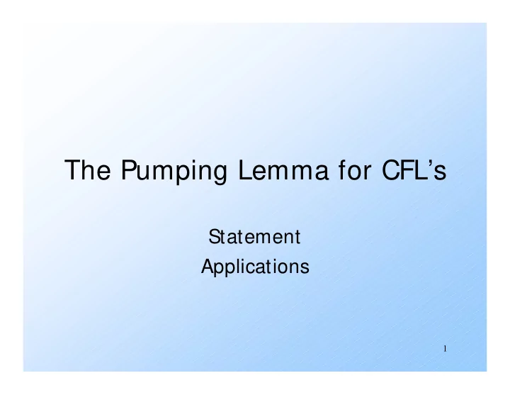 the pumping lemma for cfl s