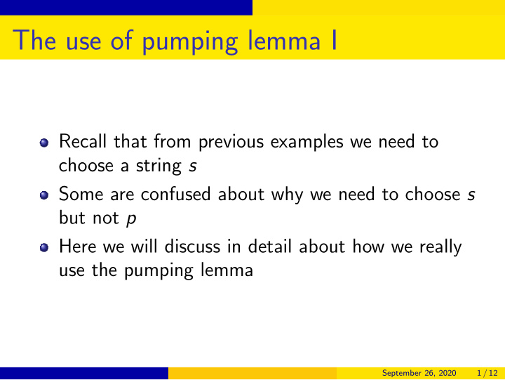 the use of pumping lemma i