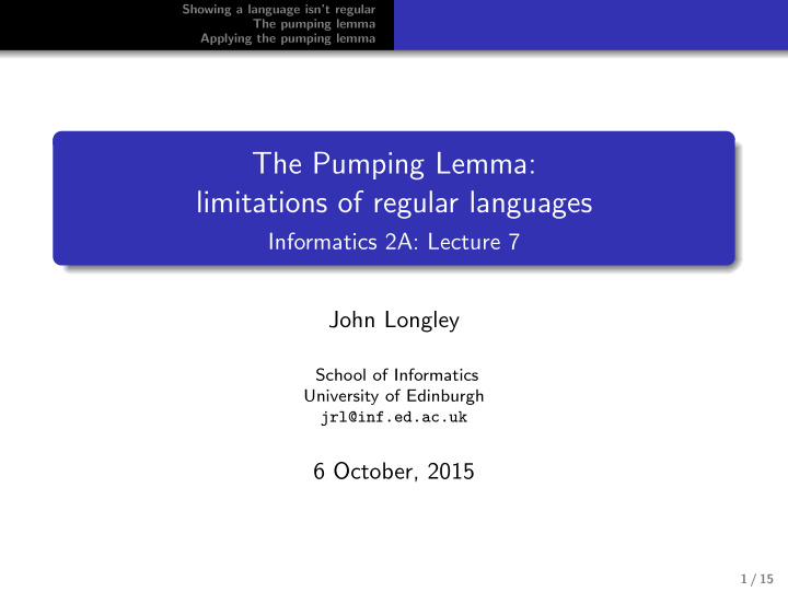 the pumping lemma limitations of regular languages