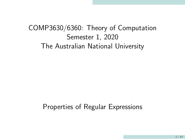 comp3630 6360 theory of computation semester 1 2020 the