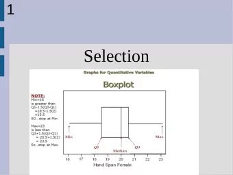 Selection  2  Selection  Selection given a set of (distinct)  elements, finding the element  larger