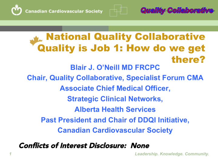 national quality collaborative quality is job 1 how do we