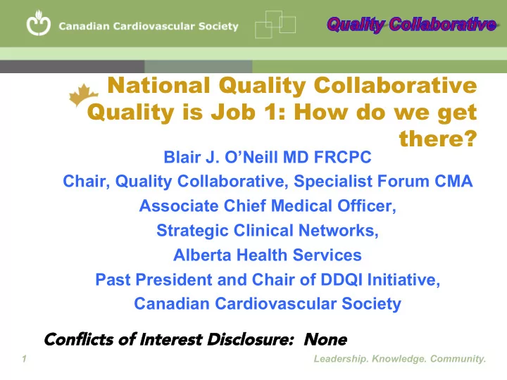 national quality collaborative quality is job 1 how do we
