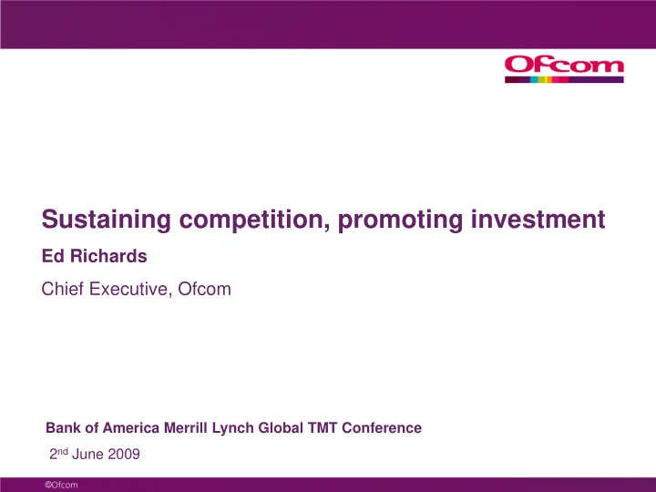 sustaining competition promoting investment