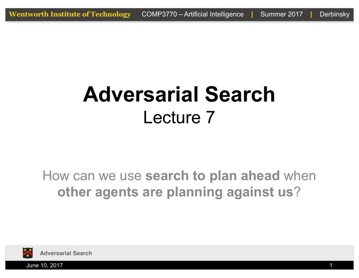 adversarial search