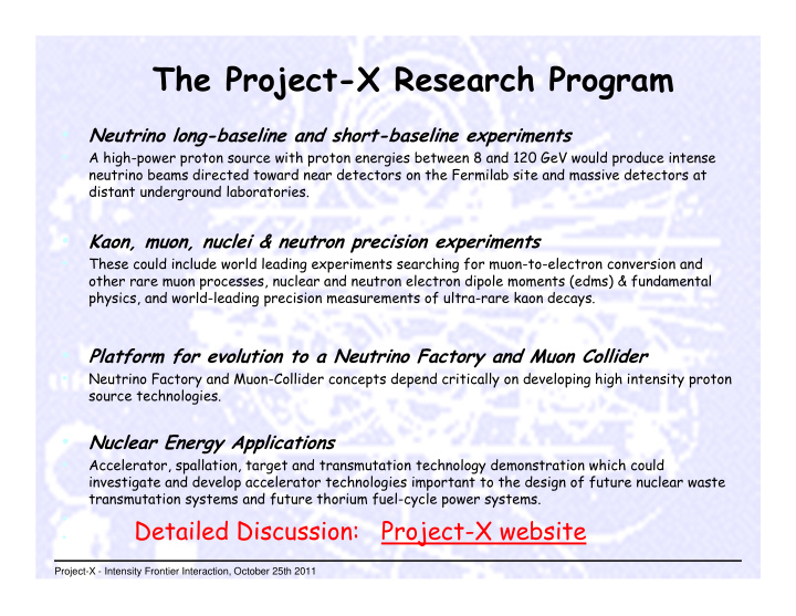 the project x research program