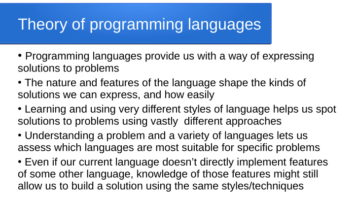 theory of programming languages