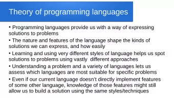 Theory of programming languages  Programming languages provide us with a way of expressing