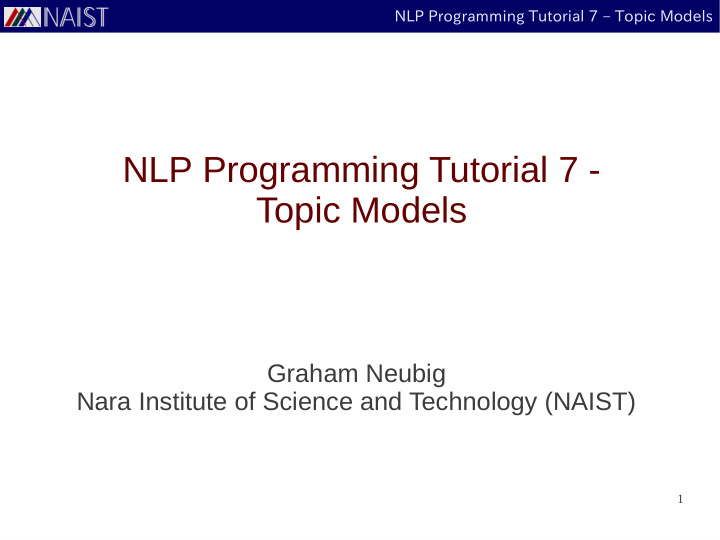 nlp programming tutorial 7 topic models