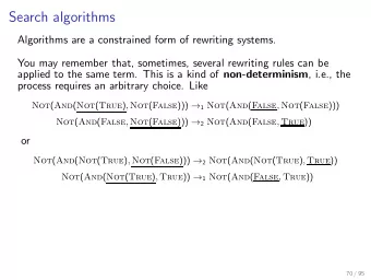 Search algorithms  Algorithms are a constrained form of rewriting systems.  You may remember that,