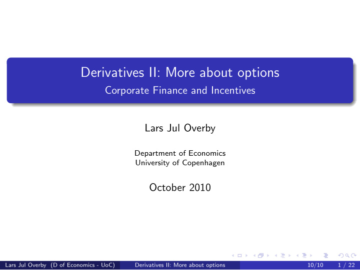 derivatives ii more about options