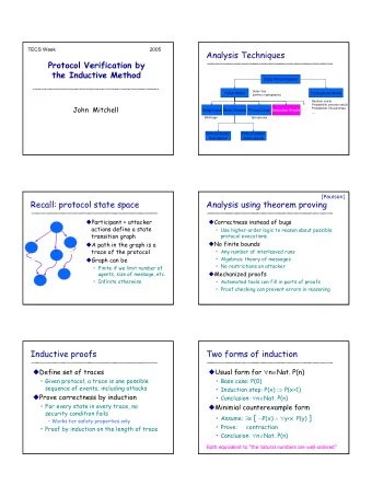 1  Use second form  Sample Protocol Goals  Given set of traces  Authenticity: who sent it?