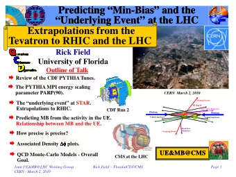 Predicting Min  Predicting Min-Bias and the  Bias and the  Underlying Event at