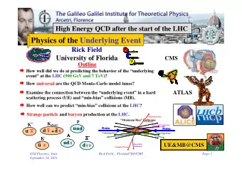 Physics of the Underlying Event  Rick Field  University of Florida  CMS  Outline  How well did