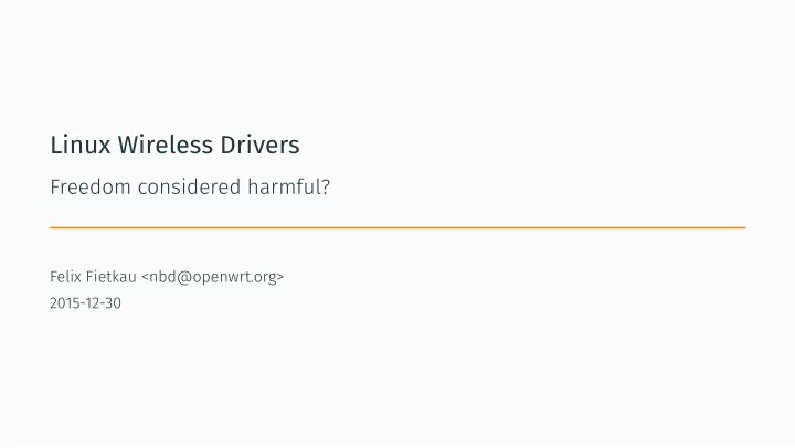 linux wireless drivers