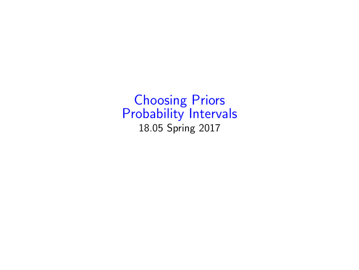 choosing priors probability intervals