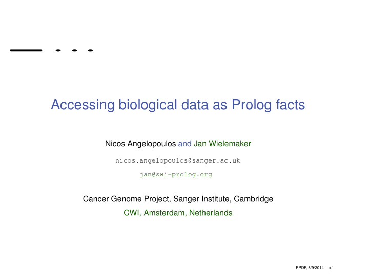 accessing biological data as prolog facts