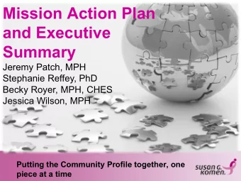 Mission Action Plan  and Executive  Summary  Jeremy Patch, MPH  Stephanie Reffey, PhD  Becky Royer,