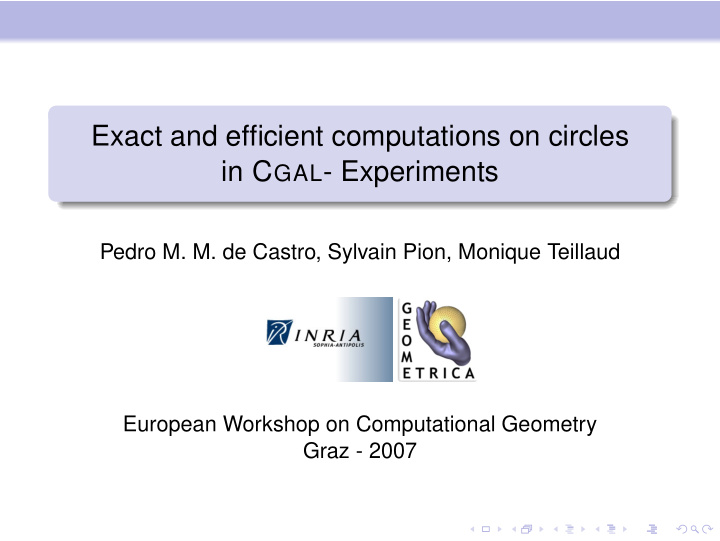 exact and efficient computations on circles in c gal