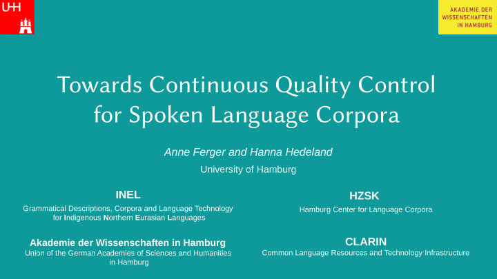 towards continuous qvality control for spoken language