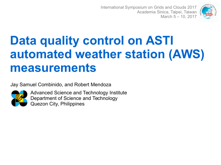 data quality control on asti automated weather station