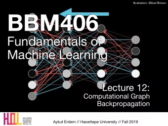 BBM406 Fundamentals of   Machine Learning Lecture 12: Computational Graph  Backpropagation