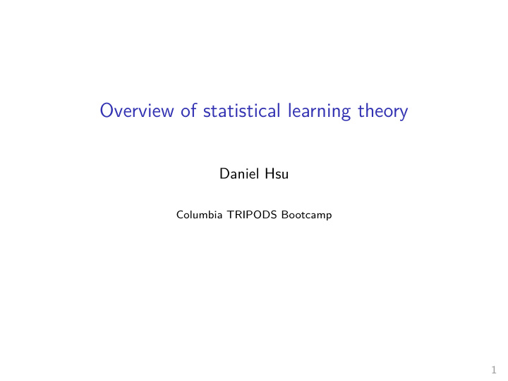 overview of statistical learning theory