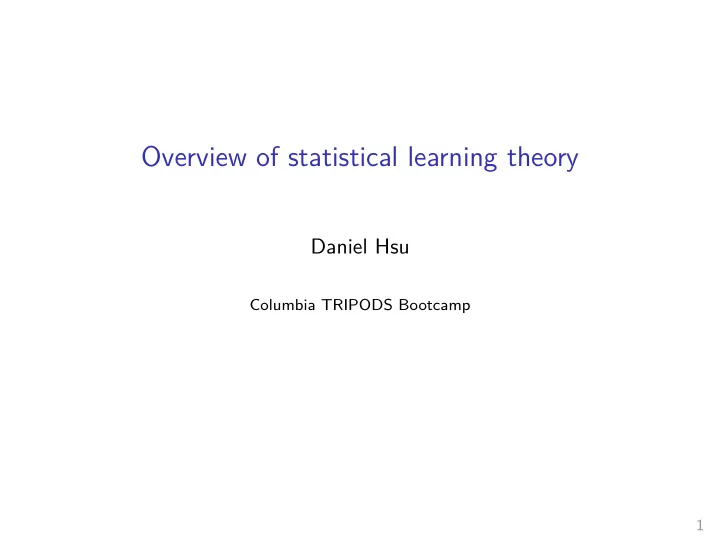 overview of statistical learning theory
