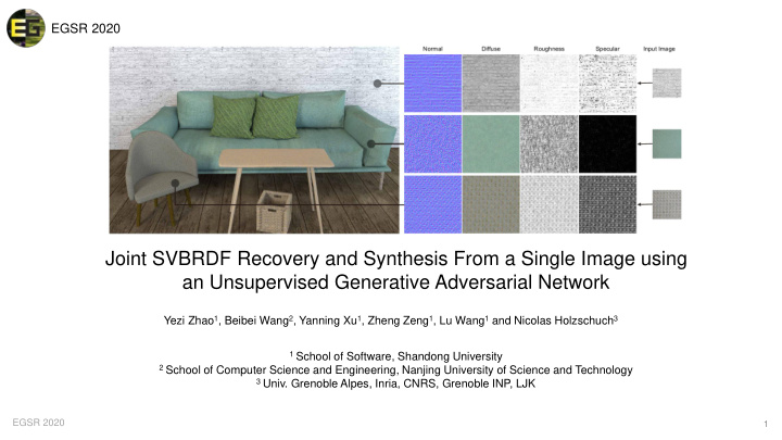 joint svbrdf recovery and synthesis from a single image