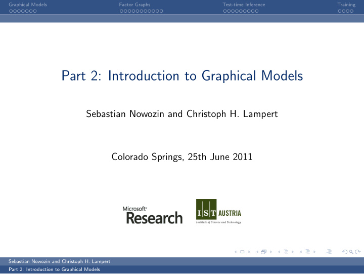 part 2 introduction to graphical models