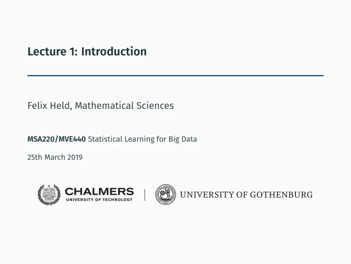 lecture 1 introduction
