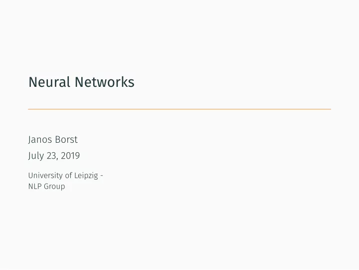 neural networks