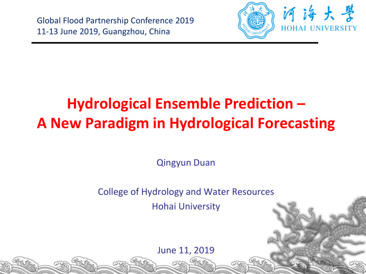 a new paradigm in hydrological forecasting