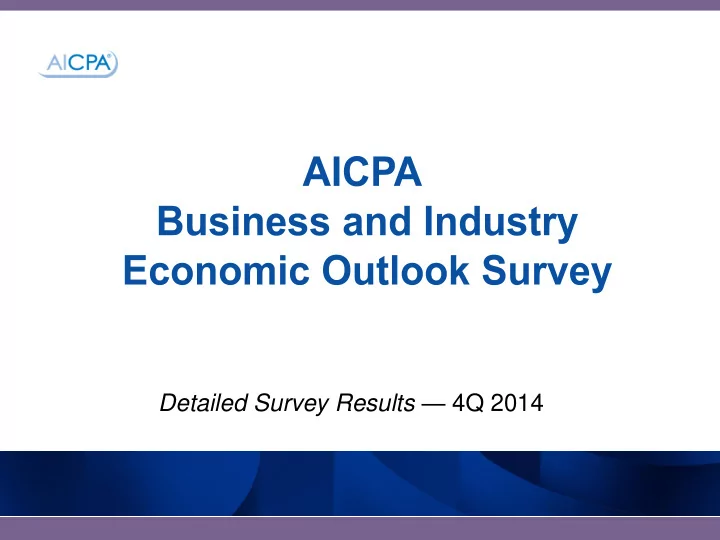 detailed survey results 4q 2014 survey background