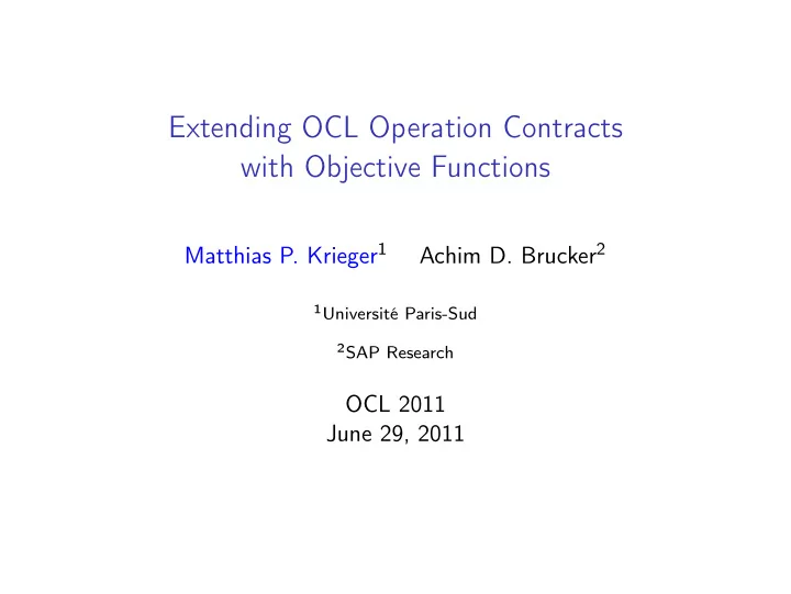 extending ocl operation contracts with objective functions