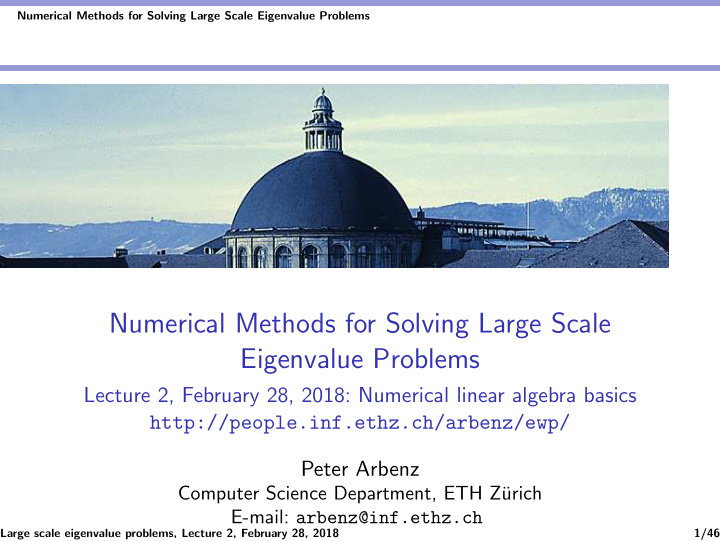 numerical methods for solving large scale eigenvalue